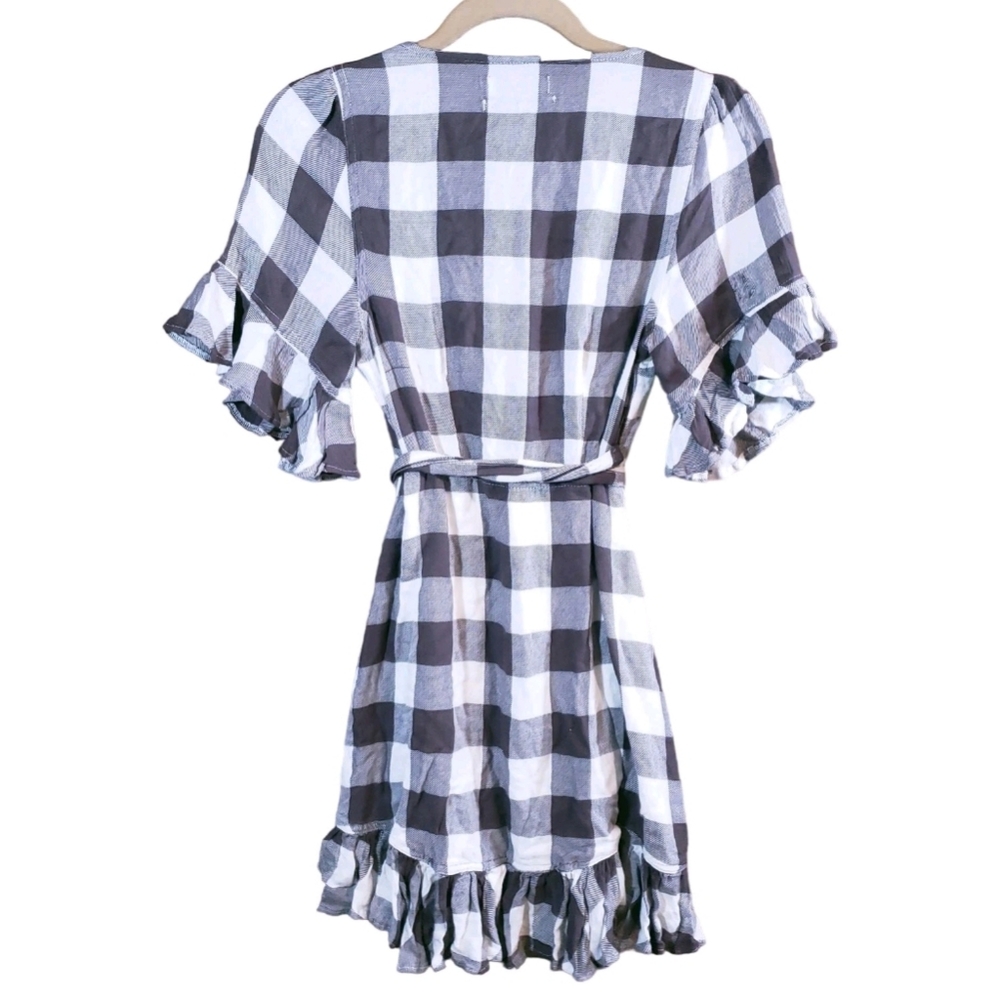 Urban Outfitters Frankie Buffalo Plaid Ruffled Wrap Dress Cottagecore Women's S - Picture 6 of 10
